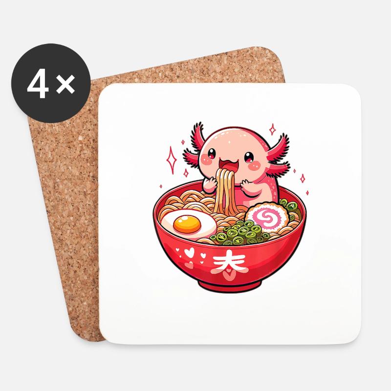 Cute Axolotl Ramen - Untersetzer (4er-Set) - Weiß