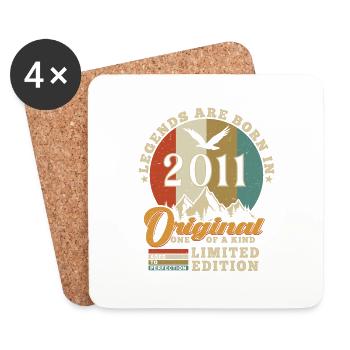 Original 2011 Cadeau D'anniversaire 2011 Authentic - Dessous de verre (lot de 4) - blanc - Devant