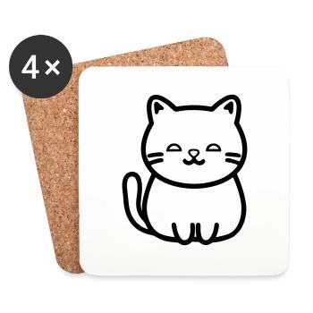 cat - Coasters (set of 4) - white - Front