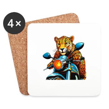 LEOPARD MOTORRAD - Untersetzer (4er-Set) - Weiß - Vorne