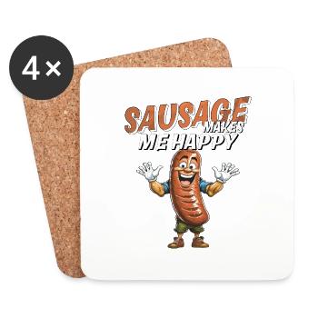 SAUSAGE MAKES ME HAPPY - Coasters (set of 4) - white - Front