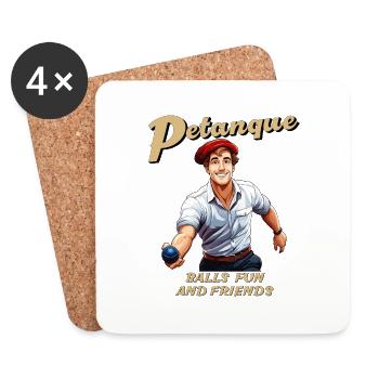 BOULES DE PÉTANQUE FUN ET FRIENDS - Dessous de verre (lot de 4) - blanc - Devant