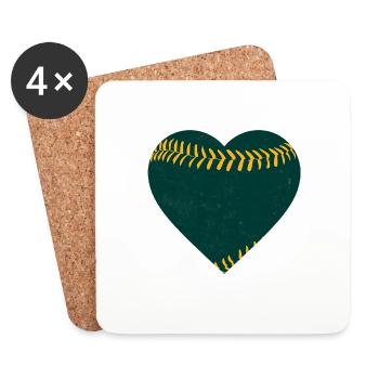 Vintage Baseball Herz - Untersetzer (4er-Set) - Weiß - Vorne