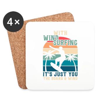In windsurfing, there is only you, the board and wind - Coasters (set of 4) - white - Front