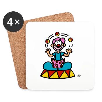 Un clown - Dessous de verre (lot de 4) - blanc - Devant