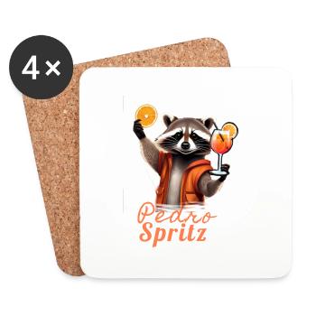 Waschbär,illustration, Cocktail,pedro - Untersetzer (4er-Set) - Weiß - Vorne