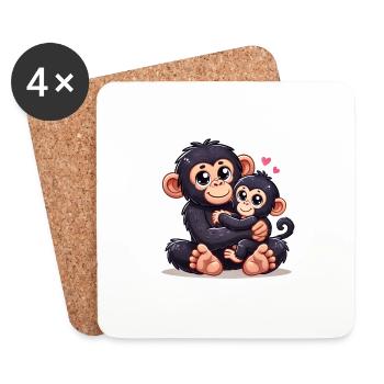 Loving Chimpanzee Parent with Child - Untersetzer (4er-Set) - Weiß - Vorne
