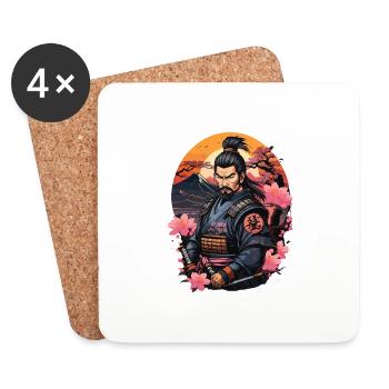 Samurai Japan Cherry - Coasters (set of 4) - white - Front
