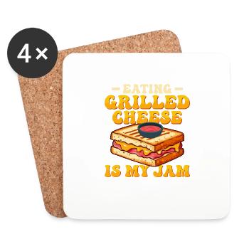 Eating Grilled Cheese Is My Jam Sandwich Food - Untersetzer (4er-Set) - Weiß - Vorne