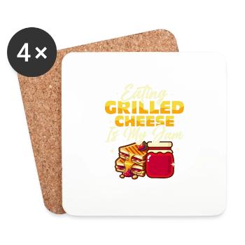 Eating Grilled Cheese Is My Jam Food Sandwich - Untersetzer (4er-Set) - Weiß - Vorne