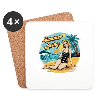 Retro Summer Loving Beach Vibes für einen - Untersetzer (4er-Set) - Weiß - Vorne
