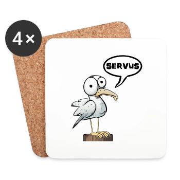 servus Möwe Nordsee Ostsee Laune Möwe - Untersetzer (4er-Set) - Weiß - Vorne