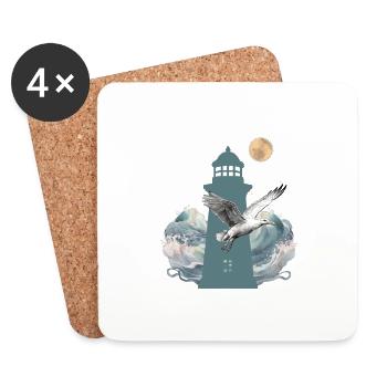 maritime lighthouse lighthouses seagull - Coasters (set of 4) - white - Front