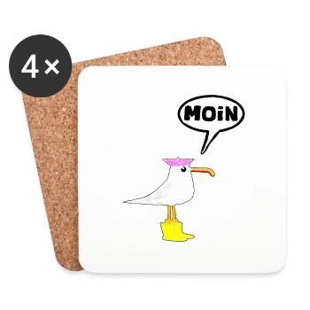 Moin Seagull Boots Speech Bubble Women Rubber Boots - Coasters (set of 4) - white - Front