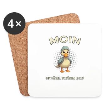 Moin Ihr Vögel Schönen Tach - Untersetzer (4er-Set) - Weiß - Vorne