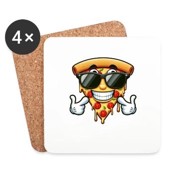 Cool Pizza Été Fast Food Lunettes de soleil - Dessous de verre (lot de 4) - blanc - Devant