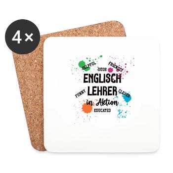 Englisch Lehrer in Aktion Englischlehrer Teacher - Untersetzer (4er-Set) - Weiß - Vorne