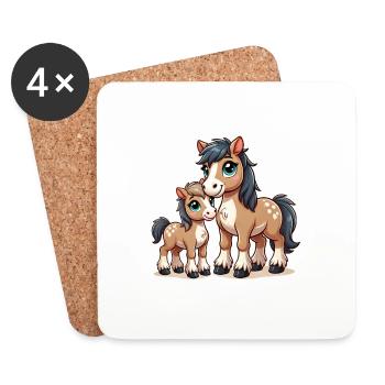 Loving Horse Parent with Child - Untersetzer (4er-Set) - Weiß - Vorne