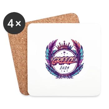 Armoiries de la Grèce 2024 - Dessous de verre (lot de 4) - blanc - Devant