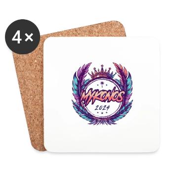 Armoiries de Mykonos 2024 - Dessous de verre (lot de 4) - blanc - Devant