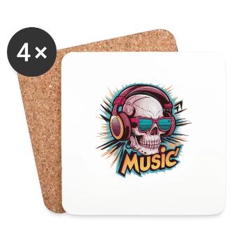 Coole Kopfhörer Musikliebhaber - Untersetzer (4er-Set) - Weiß - Vorne