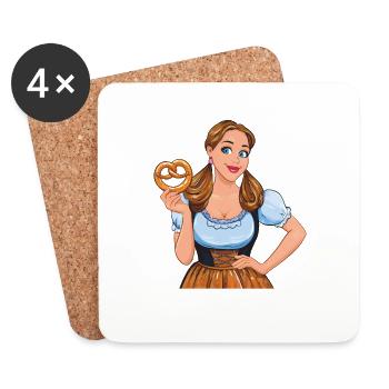 FRAU DIRNDL BREZEL - Untersetzer (4er-Set) - Weiß - Vorne