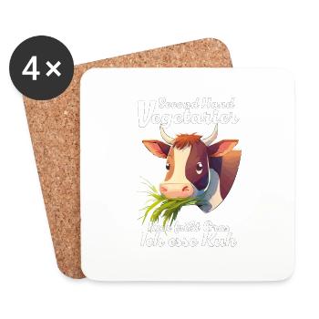 VEGETARIAN COW EATS GRASS - Coasters (set of 4) - white - Front
