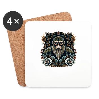 Floral Bigfoot Sasquatch - Coasters (set of 4) - white - Front