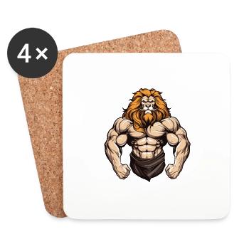 Leo Beast Fitness Muscles - Dessous de verre (lot de 4) - blanc - Devant