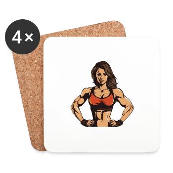 Woman Fitness Muscles Gym Girl - Coasters (set of 4) - white - Front