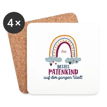 Bestes Patenkind Hochzeit Taufe Patensohn Paten - Untersetzer (4er-Set) - Weiß - Vorne