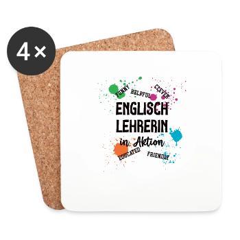 Englisch Lehrerin in Aktion English Lehrerinnen - Untersetzer (4er-Set) - Weiß - Vorne