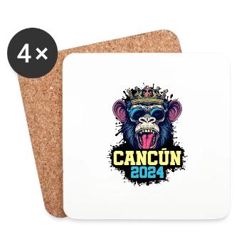 Cancun 2024 Affe - Untersetzer (4er-Set) - Weiß - Vorne