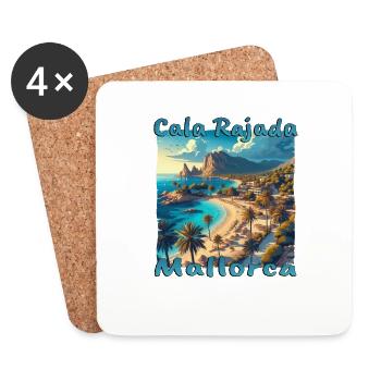 Cala Rajada Majorque Vacances d’été Plage Soleil - Dessous de verre (lot de 4) - blanc - Devant
