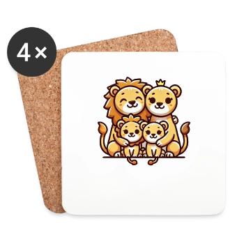Lion Family Mother And Father With Two Children - Untersetzer (4er-Set) - Weiß - Vorne