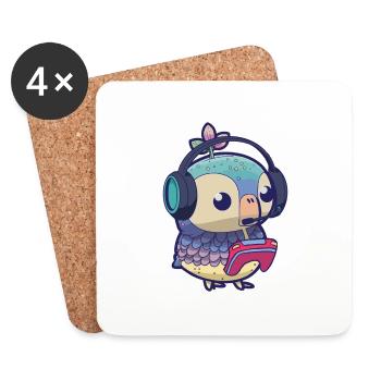 Play Controller Gaming Owl with Headphones - Coasters (set of 4) - white - Front