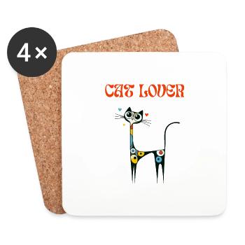 Cat Lover Cat Miró Art Paint Cat Lady Funny - Coasters (set of 4) - white - Front