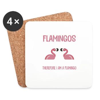 Les flamants roses sont géniaux Je suis génial Amour drôle d’oiseau - Dessous de verre (lot de 4) - blanc - Devant