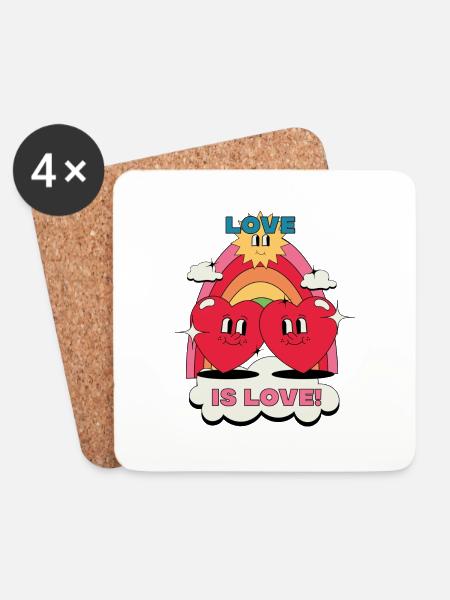 LOVE IS LOVE_red - Coasters (set of 4) - white
