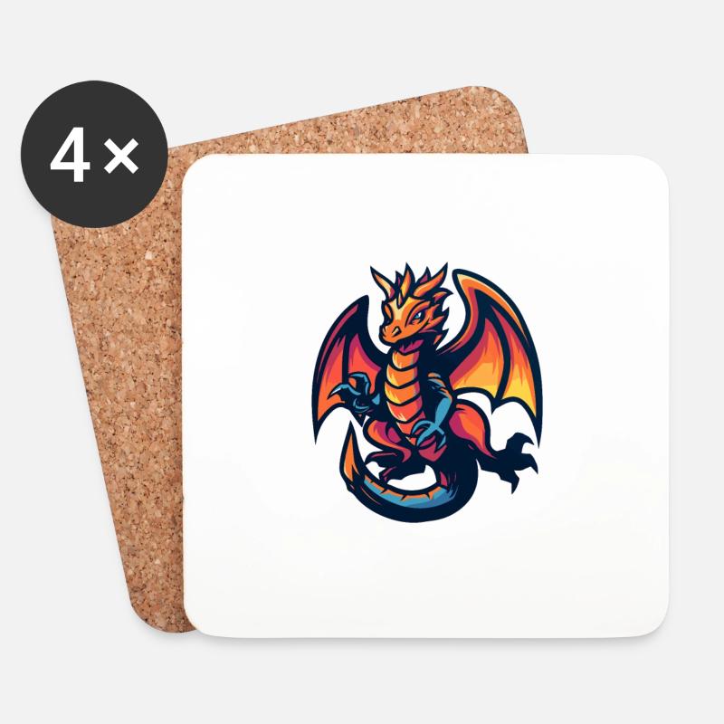 Drache Comic - Untersetzer (4er-Set) - Weiß
