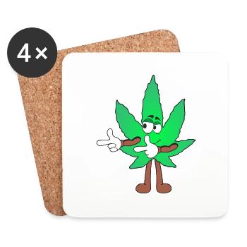 Der Bloom - Weed Cannabis Stoned Hanf Marihuana - Untersetzer (4er-Set) - Weiß - Vorne