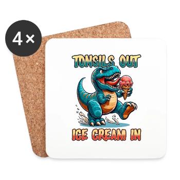 Tonsils Out Ice Cream In Dino Tonsillectomy Tonsil - Coasters (set of 4) - white - Front