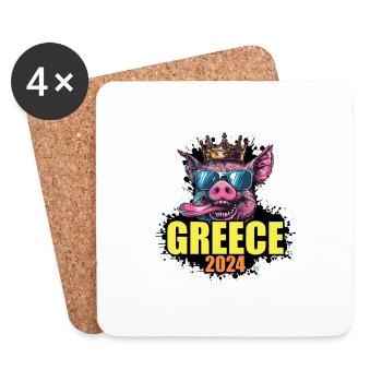 Greece 2024 Pig - Coasters (set of 4) - white - Front