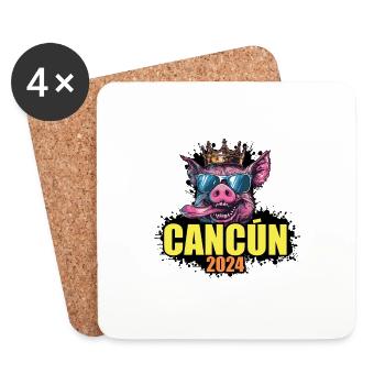 Cancun 2024 Pig - Coasters (set of 4) - white - Front