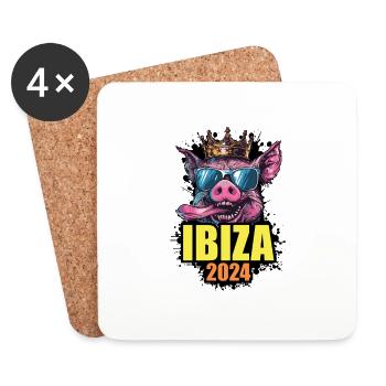 Ibiza 2024 Schwein - Untersetzer (4er-Set) - Weiß - Vorne