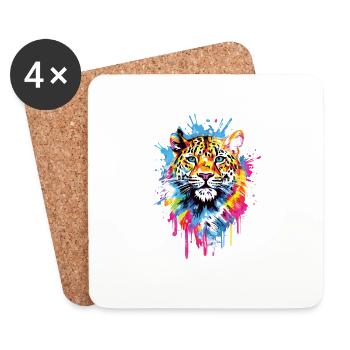 Wilder Tiger Großkatze Tigerkopf - Untersetzer (4er-Set) - Weiß - Vorne