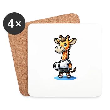 Mignon joueur de football girafe - Dessous de verre (lot de 4) - blanc - Devant