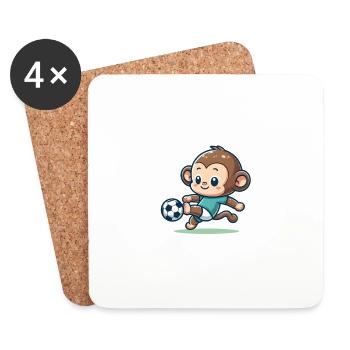 Mignon joueur de football singe - Dessous de verre (lot de 4) - blanc - Devant