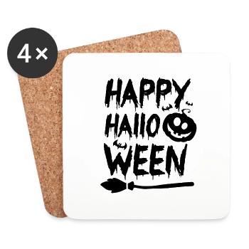 Halloween Lettering Happy Halloween - Coasters (set of 4) - white - Front