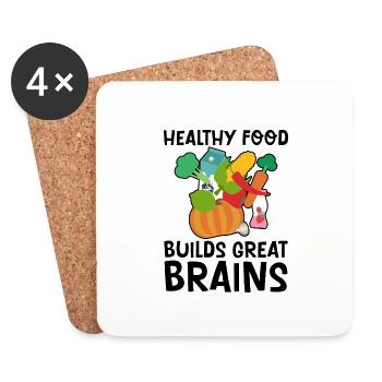 Healthy Foods Build Great Brains 2 - Untersetzer (4er-Set) - Weiß - Vorne